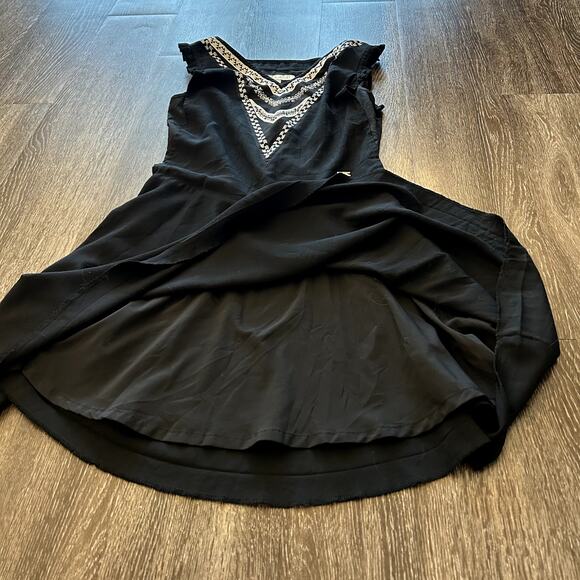 EUC E-Land Black White Embroidered Layered Skirt Dress Sz Small Fit & Flare Boho - Picture 5 of 13